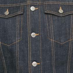 Pre Owned Dior Dark Blue Raw Cotton Oblique Denim Jacket S 