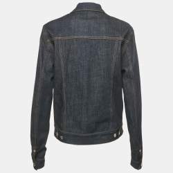 Pre Owned Dior Dark Blue Raw Cotton Oblique Denim Jacket S 
