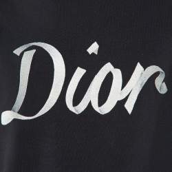 Pre Owned Dior Homme Black Cotton Knit Logo Embroidered Oversized T-Shirt S