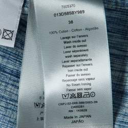 Pre Owned Dior Homme Blue Oblique Pattern Denim Button Front Shirt S