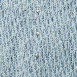 Pre Owned Dior Homme Blue Oblique Pattern Denim Button Front Shirt S