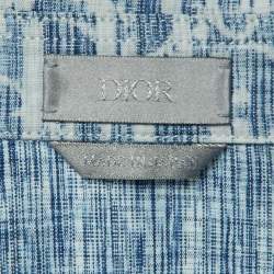 Pre Owned Dior Homme Blue Oblique Pattern Denim Button Front Shirt S