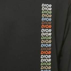 مملوكة مسبقًا Dior Homme Black Logo Print Cotton Knit Hoodie XL