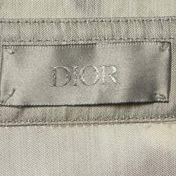 Pre Owned قميص ديور هوم حرير رمادي مطبوع زر أمامي مقاس صغير (سمول)