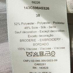 Pre Owned قميص ديور هوم حرير رمادي مطبوع زر أمامي مقاس صغير (سمول)