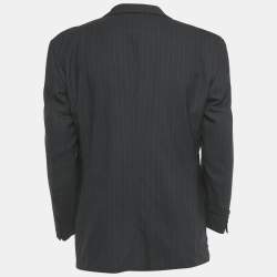 Pre Owned Christian Dior Monsieur Vintage Grey Pinstripe Wool Tailored Blazer XL