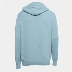 Pre Owned Dior Homme Turquoise Logo Embroidered Cashmere Hoodie M