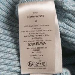 Pre Owned Dior Homme Turquoise Logo Embroidered Cashmere Hoodie M
