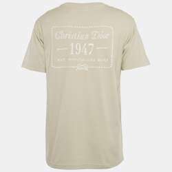 Pre Owned Dior Homme Beige 1947 Logo Embroidered Cotton T-Shirt S
