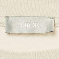 Pre Owned Dior Homme Beige 1947 Logo Embroidered Cotton T-Shirt S