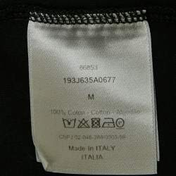 Pre Owned Dior Homme Black CD Embroidered Cotton T-Shirt M