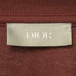 Pre Owned Dior Homme Burgundy CD Icon Embroidered Cotton T-Shirt L