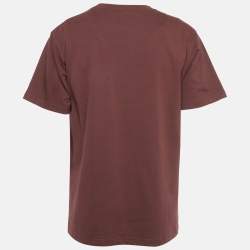 Pre Owned Dior Homme Burgundy CD Icon Embroidered Cotton T-Shirt L