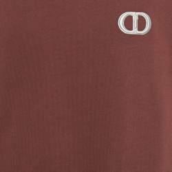 Pre Owned Dior Homme Burgundy CD Icon Embroidered Cotton T-Shirt L