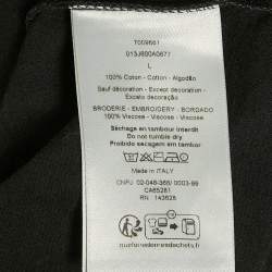 Pre Owned Dior Homme Black CD Icon Embroidered Cotton T-Shirt L