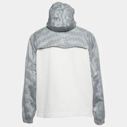 Pre Owned Dior Homme Grey /White Oblique Hooded Anorak Jacket XS
