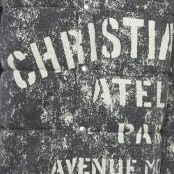 Pre Owned Dior Grey Printed Cotton Spray Paint Effect Oversized Jacket M