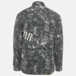 Pre Owned Dior Grey Printed Cotton Spray Paint Effect Oversized Jacket M
