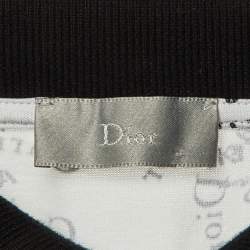 مملوكة مسبقًا تي شيرت بولو ديور رجالي بيكيه ياقة مخططه قطن أزرق كحلي مقاس كبير (لارج)