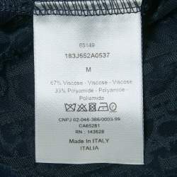 Pre Owned تي شيرت ديور أوم جيرسي شفاف أزرق بحري مائل مقاس متوسط - ميديم