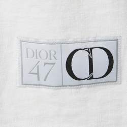Pre Owned Dior Homme Off White/Black CD 47 Cotton T-Shirt XL