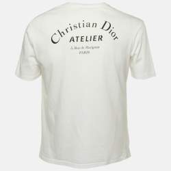Pre Owned Dior Homme White Logo Printed Cotton Knit T-Shirt S