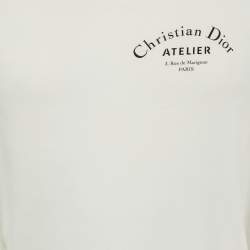 Pre Owned Dior Homme White Logo Printed Cotton Knit T-Shirt S