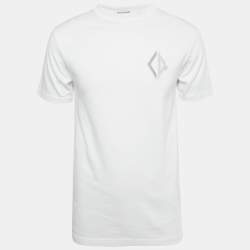 Pre Owned Dior Homme White CD Diamond Embroidered Cotton T-Shirt XXS
