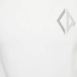 Pre Owned Dior Homme White CD Diamond Embroidered Cotton T-Shirt XXS