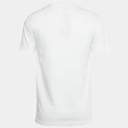 Pre Owned Dior Homme White CD Diamond Embroidered Cotton T-Shirt XXS