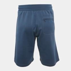 Pre Owned Dior Homme Blue Crepe Logo Applique Shorts XL