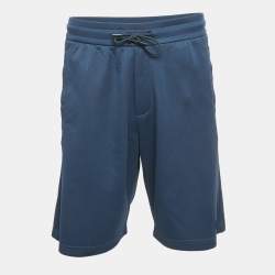 Pre Owned Dior Homme Blue Crepe Logo Applique Shorts XL
