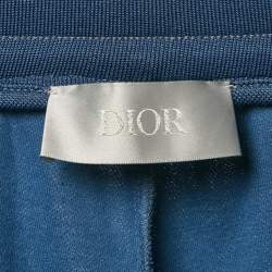 Pre Owned Dior Homme Blue Crepe Logo Applique Shorts XL