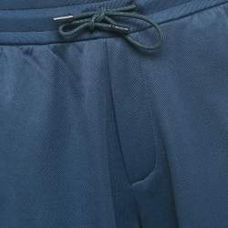 Pre Owned Dior Homme Blue Crepe Logo Applique Shorts XL
