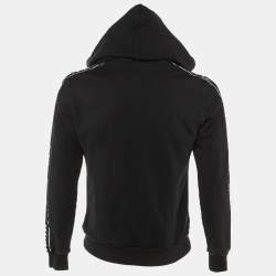 Pre Owned Dior Homme Black Bee Embroidered Cotton Atelier Logo Trim Zip -Up Hoodie S 