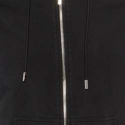 Pre Owned Dior Homme Black Bee Embroidered Cotton Atelier Logo Trim Zip -Up Hoodie S 