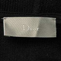 Pre Owned Dior Homme Black Bee Embroidered Cotton Atelier Logo Trim Zip -Up Hoodie S 