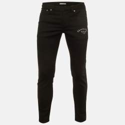 Pre Owned Dior Black Logo Atelier Print Denim Jeans S Waist 32"