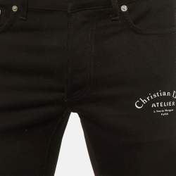 Pre Owned Dior Black Logo Atelier Print Denim Jeans S Waist 32"