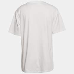 Pre Owned Dior Homme White CD Embroidered Cotton T-Shirt XL