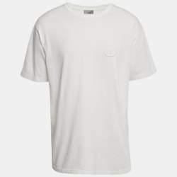 Pre Owned Dior Homme White CD Embroidered Cotton T-Shirt XL