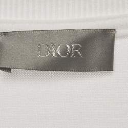 Pre Owned Dior Homme White CD Embroidered Cotton T-Shirt XL