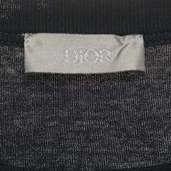 Pre Owned Dior Homme Black Logo Embroidered Cotton T- Shirt XS