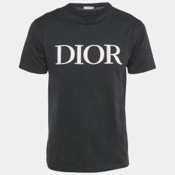 Pre Owned Dior Homme Black Logo Embroidered Cotton T- Shirt XS