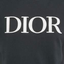 Pre Owned Dior Homme Black Logo Embroidered Cotton T- Shirt XS