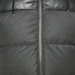 مملوكة مسبقًا Dior Homme Grey Nylon Leather Trim Down Jacket M