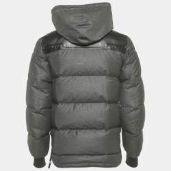 مملوكة مسبقًا Dior Homme Grey Nylon Leather Trim Down Jacket M
