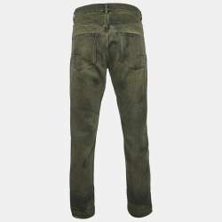 مملوكة مسبقًا بنطلون جينز ديور أخضر دينيم بويفريند مقاس وسط (صغير) 32 بوصة