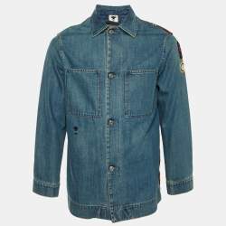 مملوكة مسبقًا Dior Blue Embroidered Denim Jacket M
