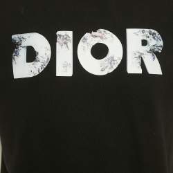 Pre Owned تي شيرت ديور هوم قطن أسود بشعار مطبوع مقاس متوسط (ميديوم)